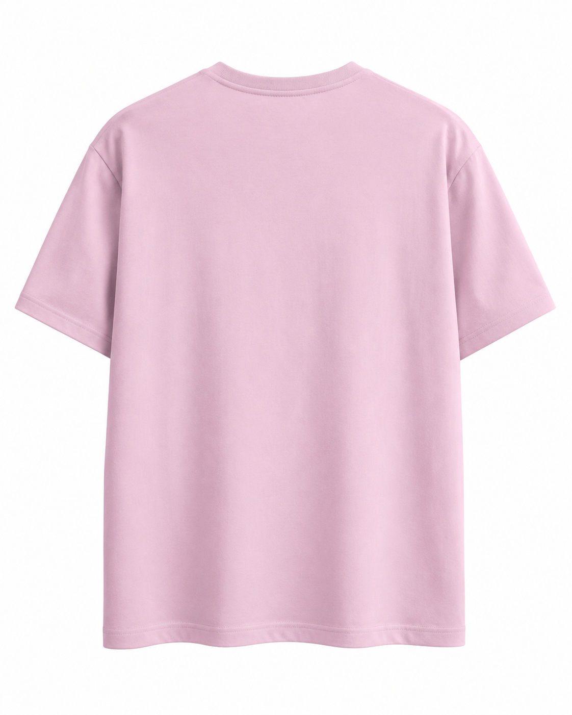 A light pink short-sleeve crewneck t-shirt shown from the back, photographed flat against a solid white background.