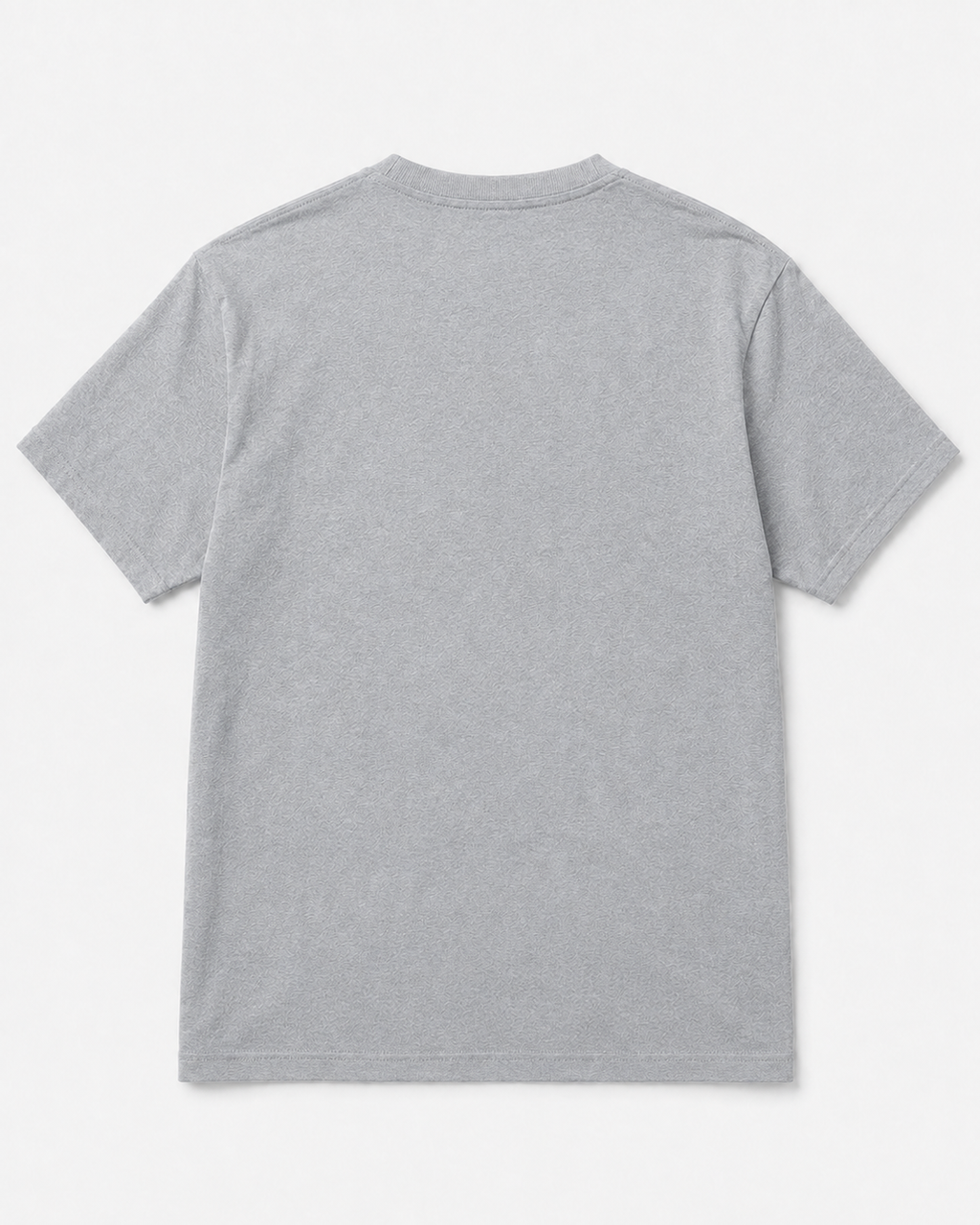 A light gray short-sleeve crewneck t-shirt shown from the back, laid flat against a clean white background.
