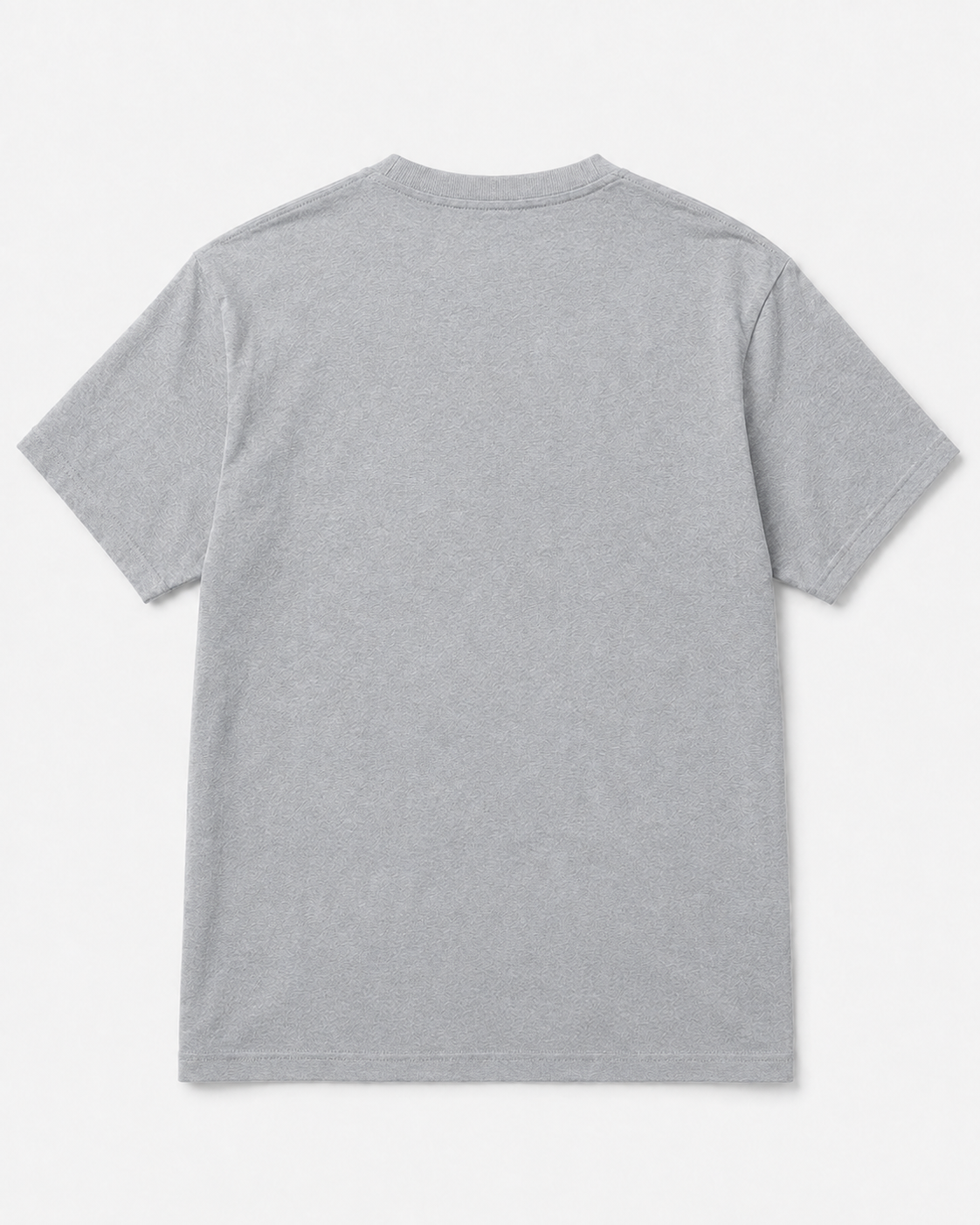 A light gray short-sleeve crewneck t-shirt shown from the back, laid flat against a clean white background.