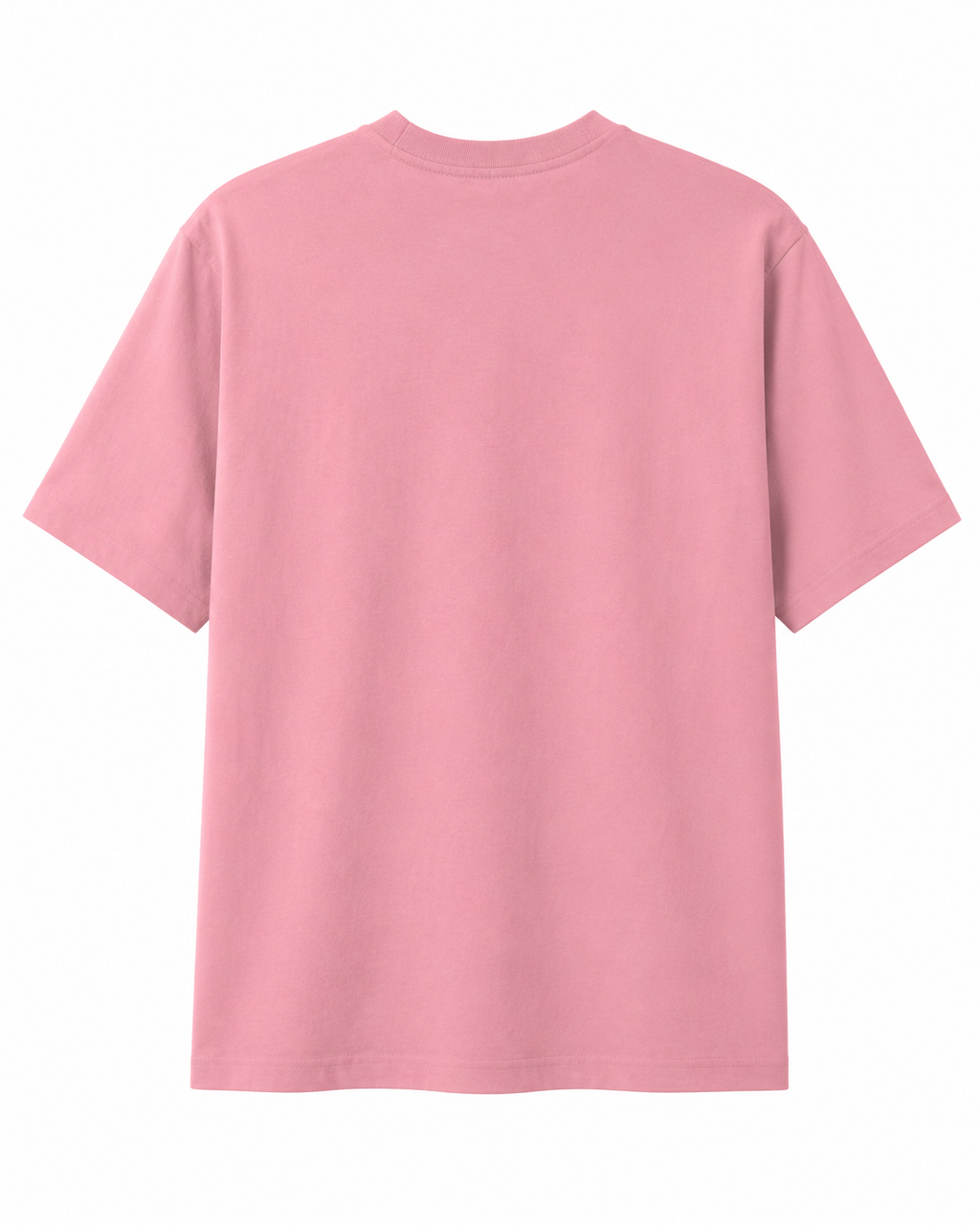 A light pink short-sleeve crewneck t-shirt shown from the back, photographed against a solid white background.