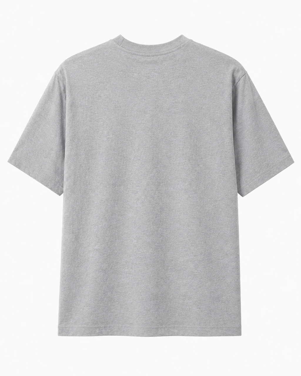 A light gray short-sleeve crewneck t-shirt shown from the back, photographed flat against a clean white background.