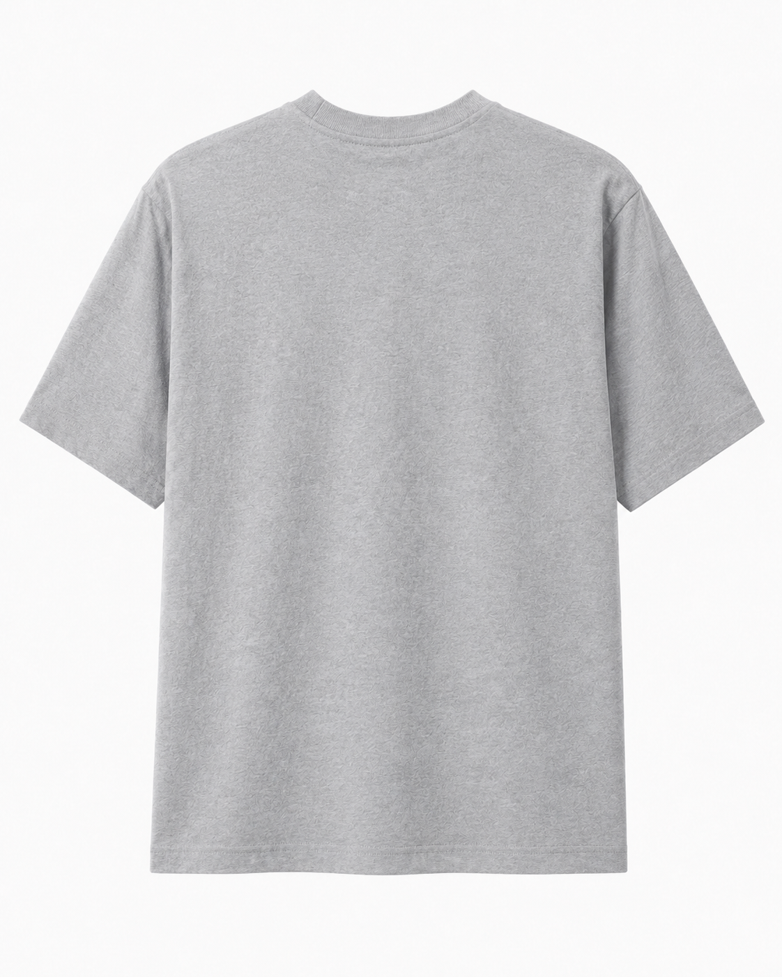 A light gray short-sleeve crewneck t-shirt shown from the back, photographed flat against a clean white background.