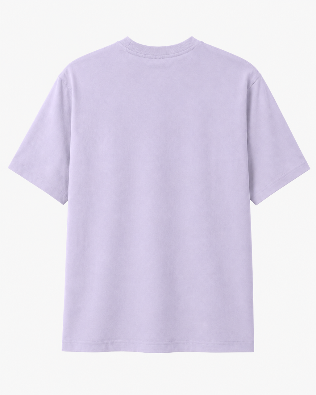 A light lavender purple short-sleeve crewneck t-shirt shown from the back, photographed against a clean white background.