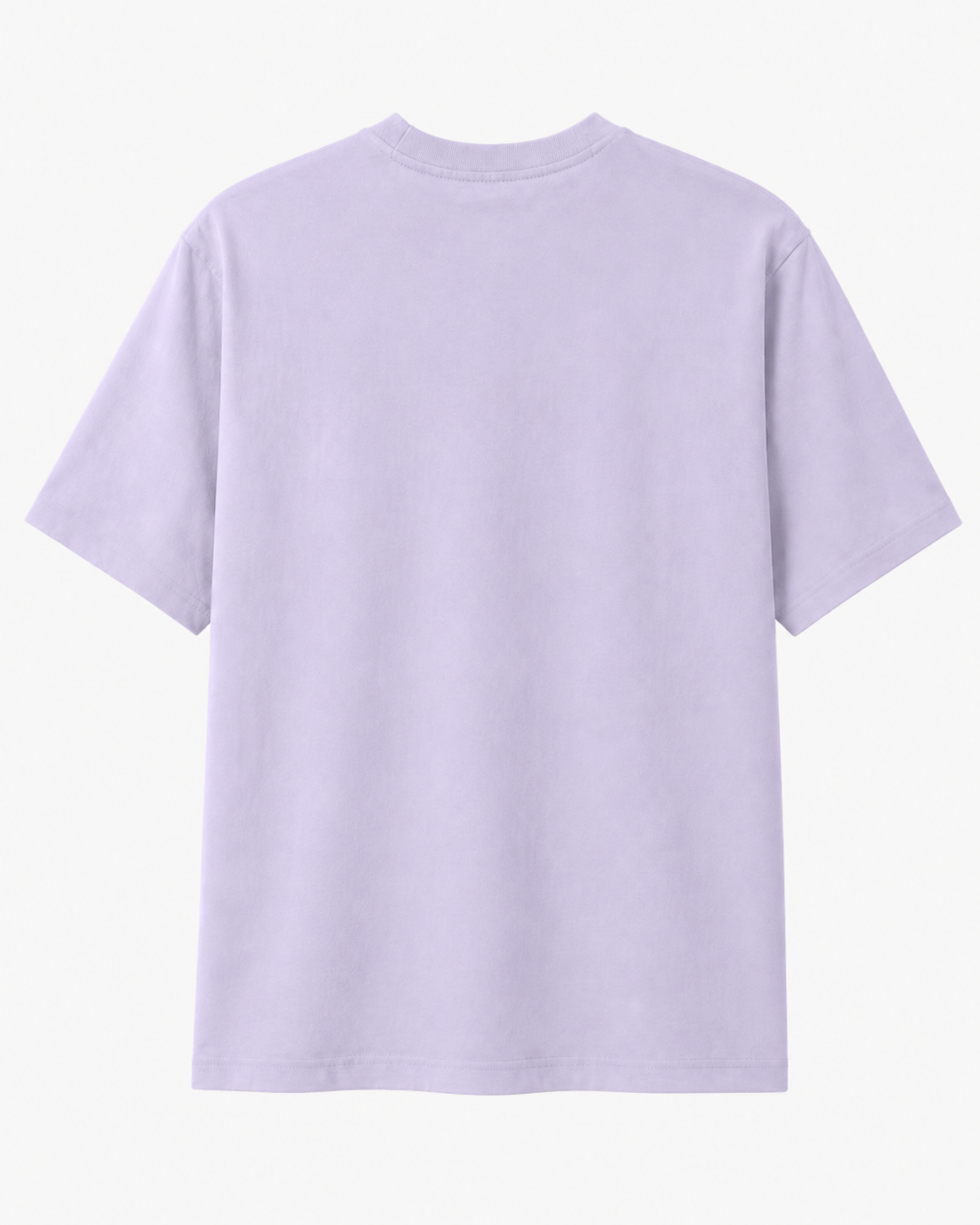 A light lavender purple short-sleeve crewneck t-shirt shown from the back, photographed against a clean white background.